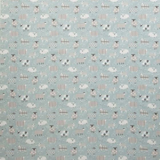 Baa Baa Curtain Fabric in Duckegg