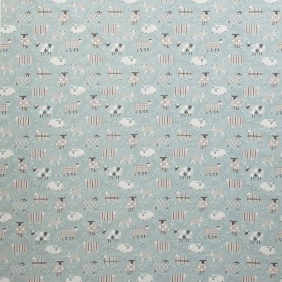 Baa Baa Curtain Fabric in Duckegg