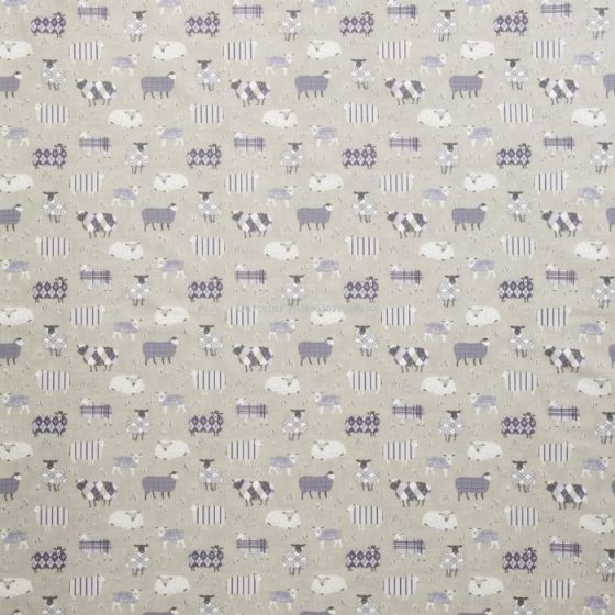 Baa Baa Curtain Fabric in Lavender