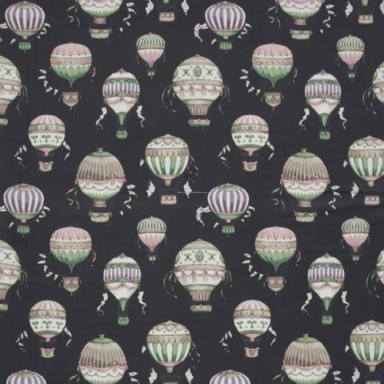 Balloons Curtain Fabric in Ebony