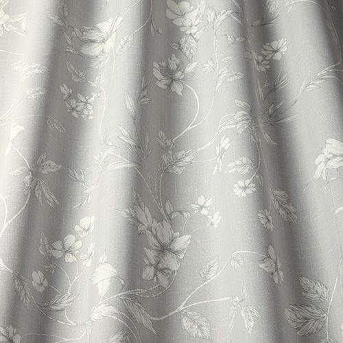 Etched Vine Curtain Fabric in Feather