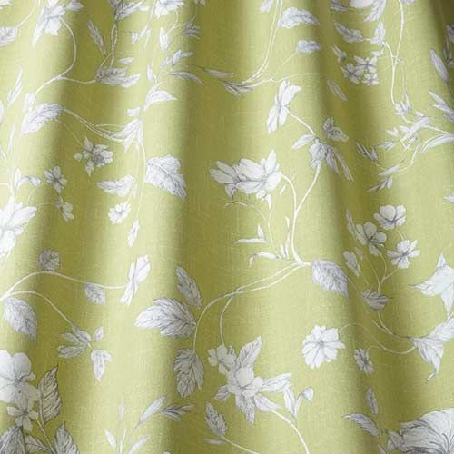 Etched Vine Curtain Fabric in Fern