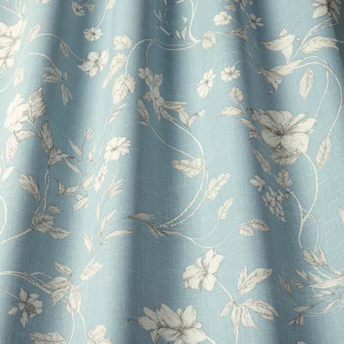Etched Vine Curtain Fabric in Wedgewood
