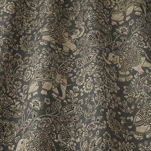 Indira Curtain Fabric in Charcoal