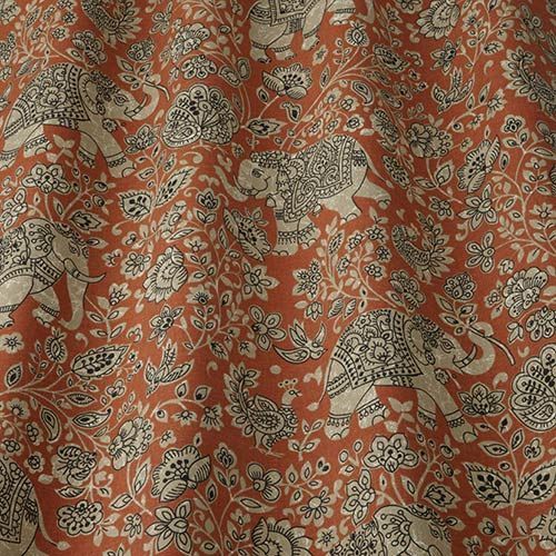 Indira Curtain Fabric in Henna
