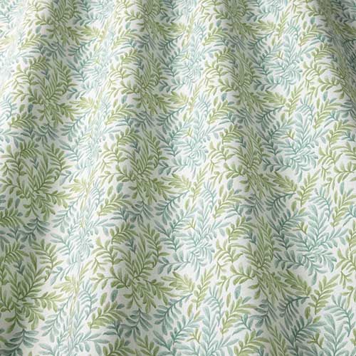 Leaf Vine Curtain Fabric in Jade