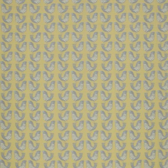 Scandi Birds Curtain Fabric in Mustard