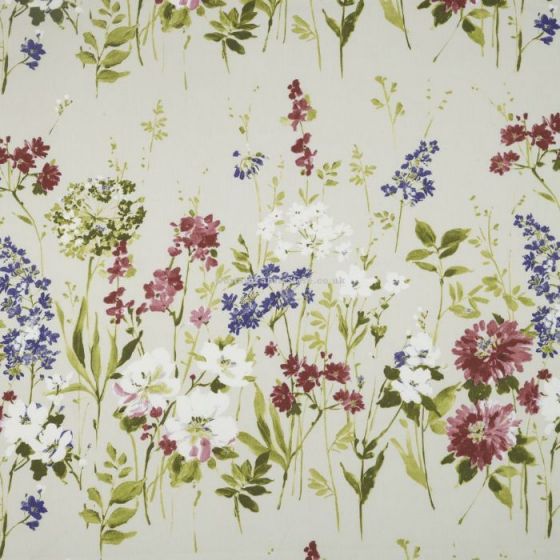 Wild Meadow Curtain Fabric in Magenta