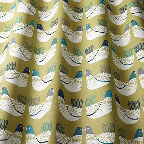 Cluck Cluck Curtain Fabric in Capri