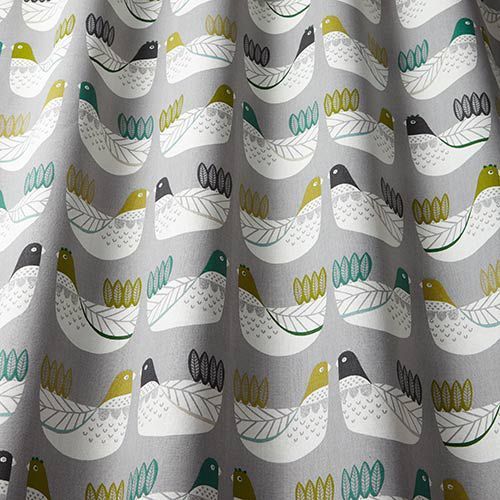 Cluck Cluck Curtain Fabric in Kiwi