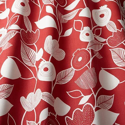 Nordic Curtain Fabric in Scarlet
