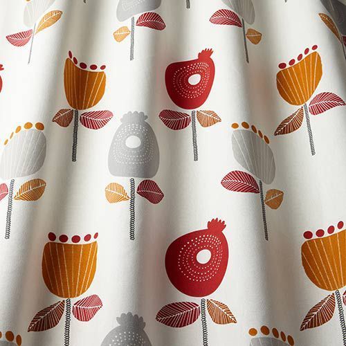 Pomegranate Curtain Fabric in Scarlet