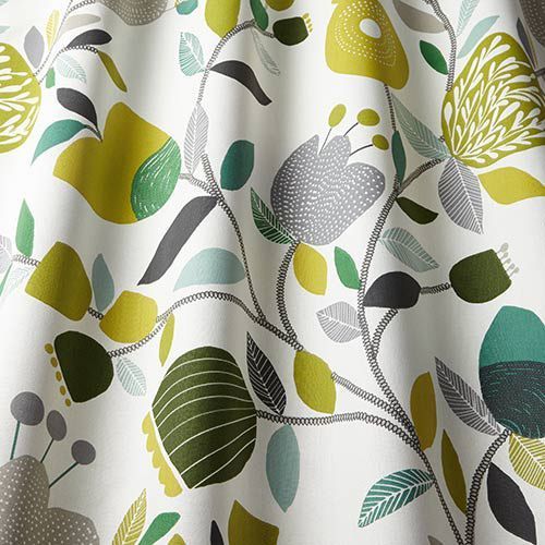 Pomegranate Trail Curtain Fabric in Kiwi