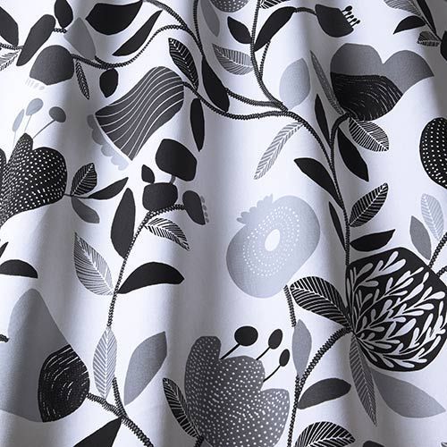 Pomegranate Trail Curtain Fabric in Noir