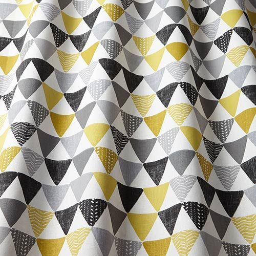 Pyramids Curtain Fabric in Noir