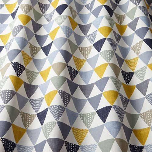 Pyramids Curtain Fabric in Ochre