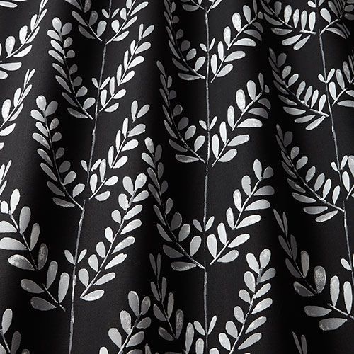 Scandi Sprig Curtain Fabric in Noir