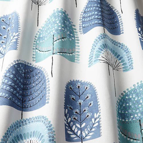 Scandi Wood Curtain Fabric in Indigo