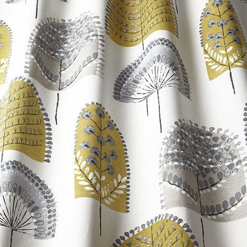 Scandi Wood Curtain Fabric in Ochre