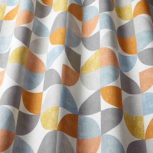 Spiral Curtain Fabric in Tangerine