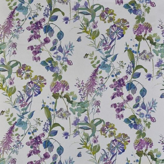 Bougainvillea Curtain Fabric in Waterfall