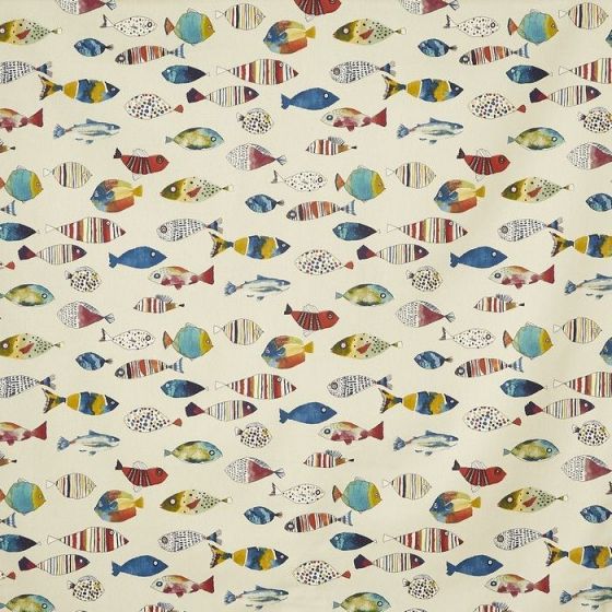 Gone Fishing Curtain Fabric in Tropical 522