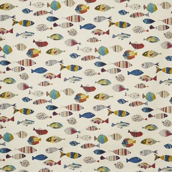 Gone Fishing Curtain Fabric in Vintage 284