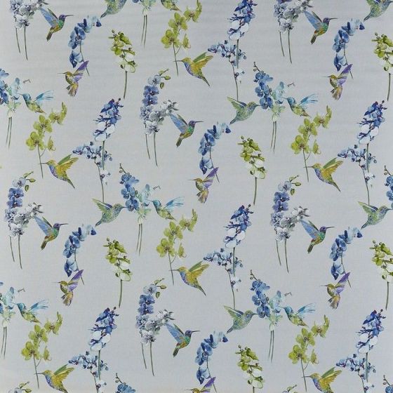 Humming Bird Curtain Fabric in Waterfall