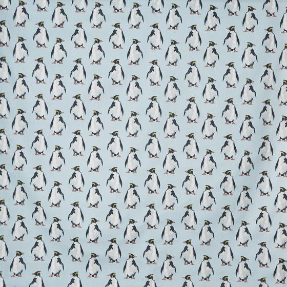 Penguins Curtain Fabric in Ocean 711