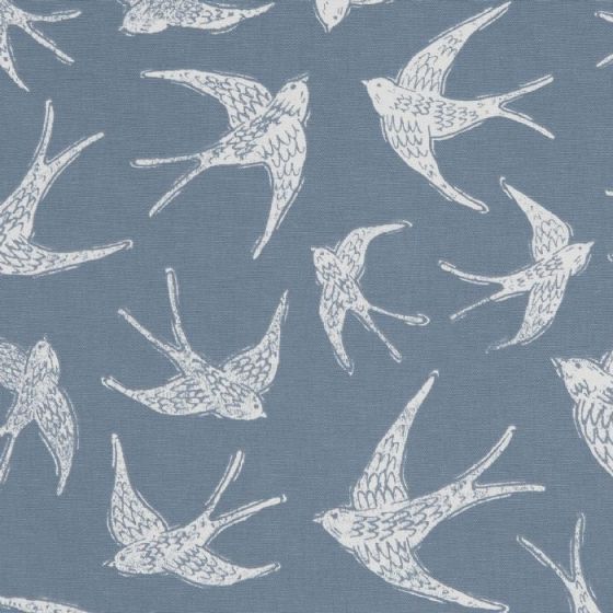 Fly Away Curtain Fabric in Navy 04