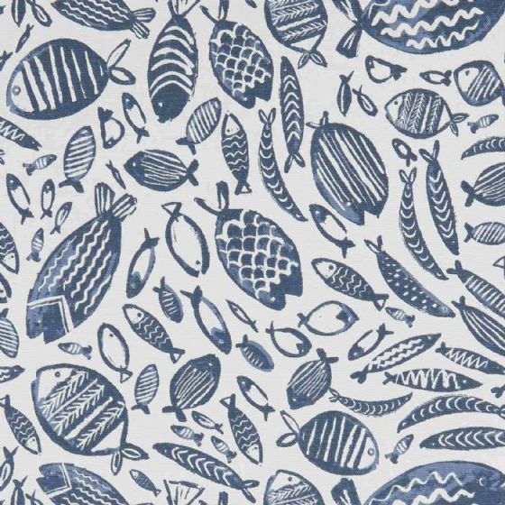 Trawler Curtain Fabric in Navy 03