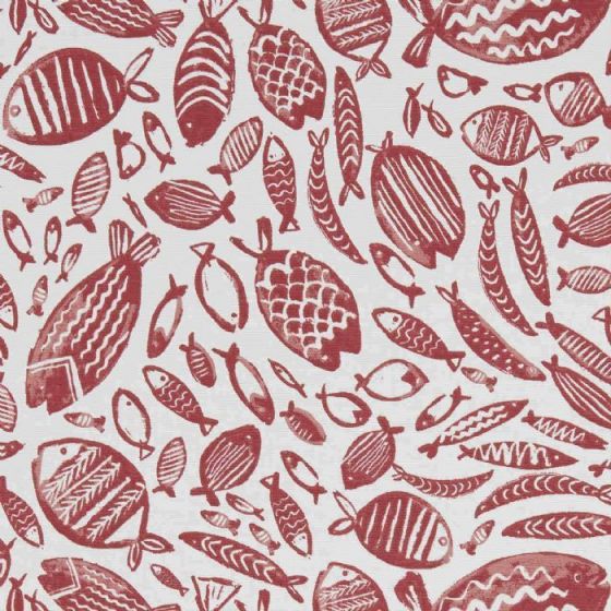 Trawler Curtain Fabric in Red 04