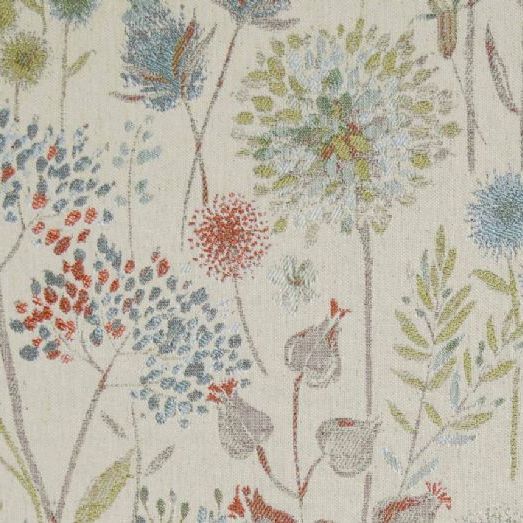Flora Linen Curtain Fabric in Autumn
