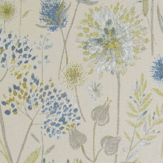 Flora Linen Curtain Fabric in Duckegg