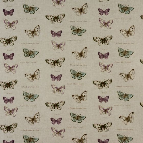 Butterflies Curtain Fabric in Linen