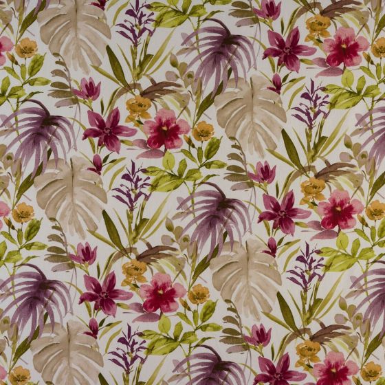 Funchal Curtain Fabric in Berry