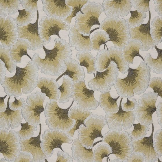 Gingko Curtain Fabric in Grey