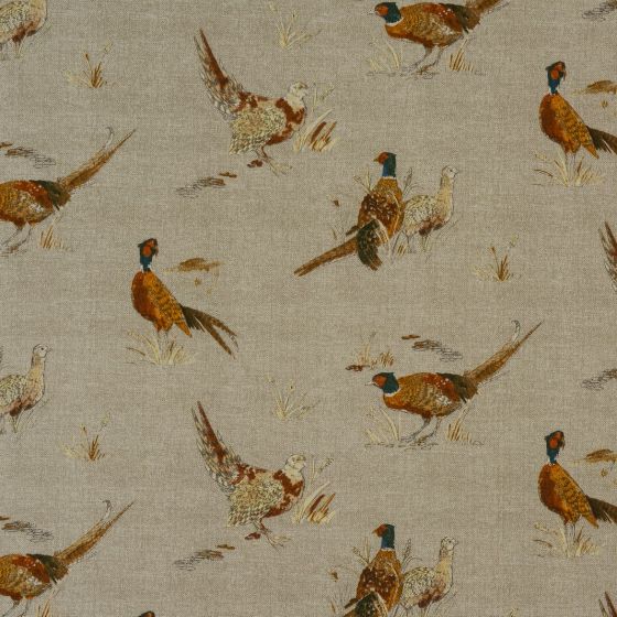 Pheasant Curtain Fabric in Natural