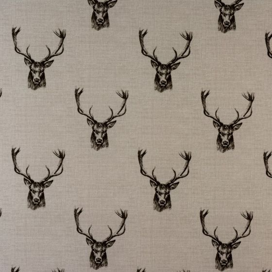 Stags Curtain Fabric in Charcoal