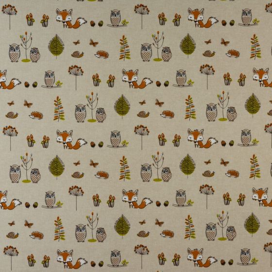 Woodland Fox Curtain Fabric in Multi