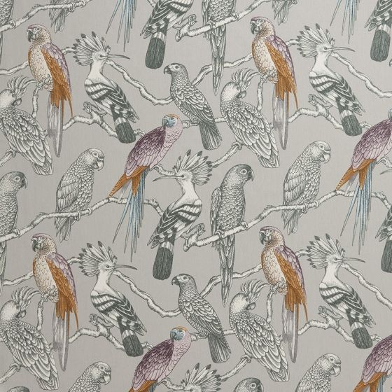 Aviary Curtain Fabric in Caribou