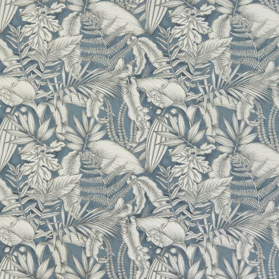 Caicos Curtain Fabric in Chambray