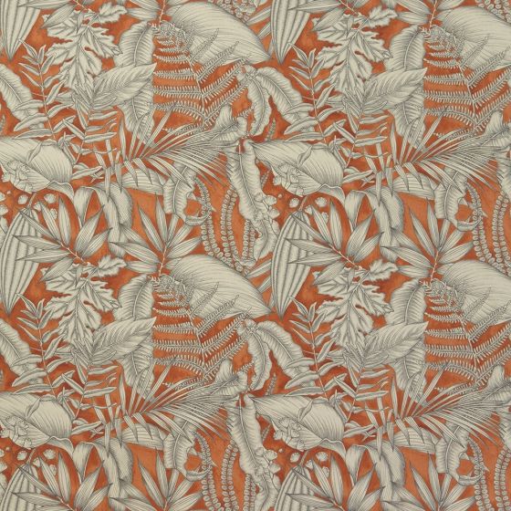 Caicos Curtain Fabric in Mandarin