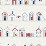 Beach Huts in Blue by Fryetts Fabrics