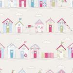 Beach Huts in Pink by Fryetts Fabrics