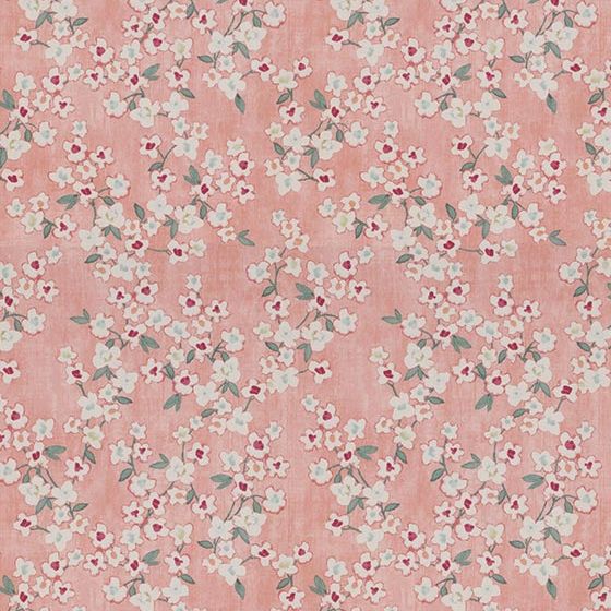 Alyssum Curtain Fabric in Coral