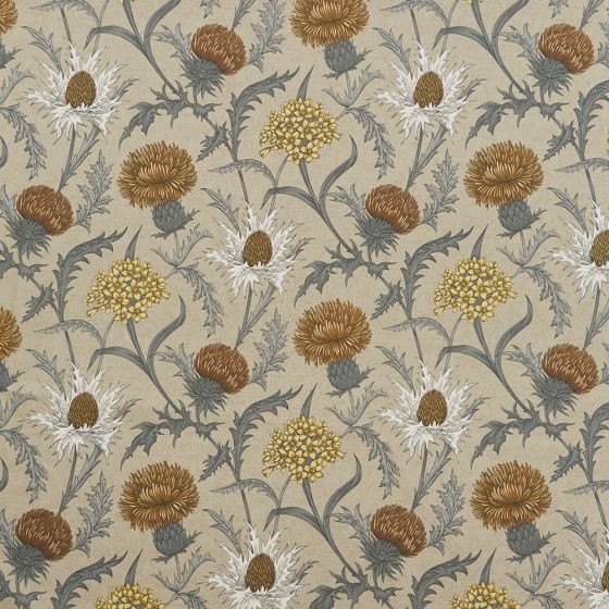 Acanthium Curtain Fabric in Ochre