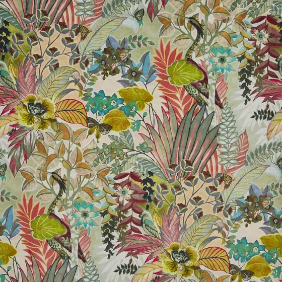 Hidden Paradise Curtain Fabric in Pastel