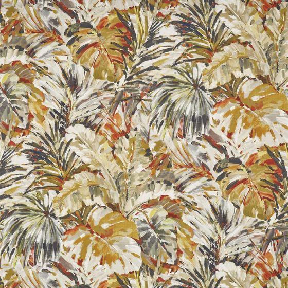 Palmyra Curtain Fabric in Papaya