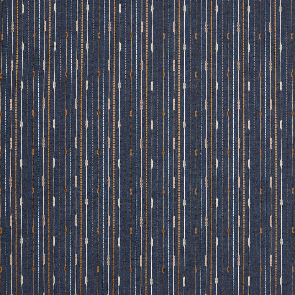 Signature Indigo Ikat Stripe Blue/Ivory Cotton Curtain/Upholstery Fabric 